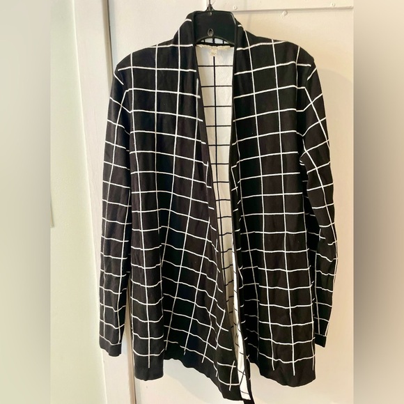 41 Hawthorn  - Checkered Open Front Long Cardigan Sweater Women’s Size Large - Picture 1 of 10